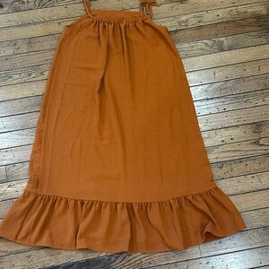 SHEIN Burnt Orange Ruffle-Hem Strap Dress